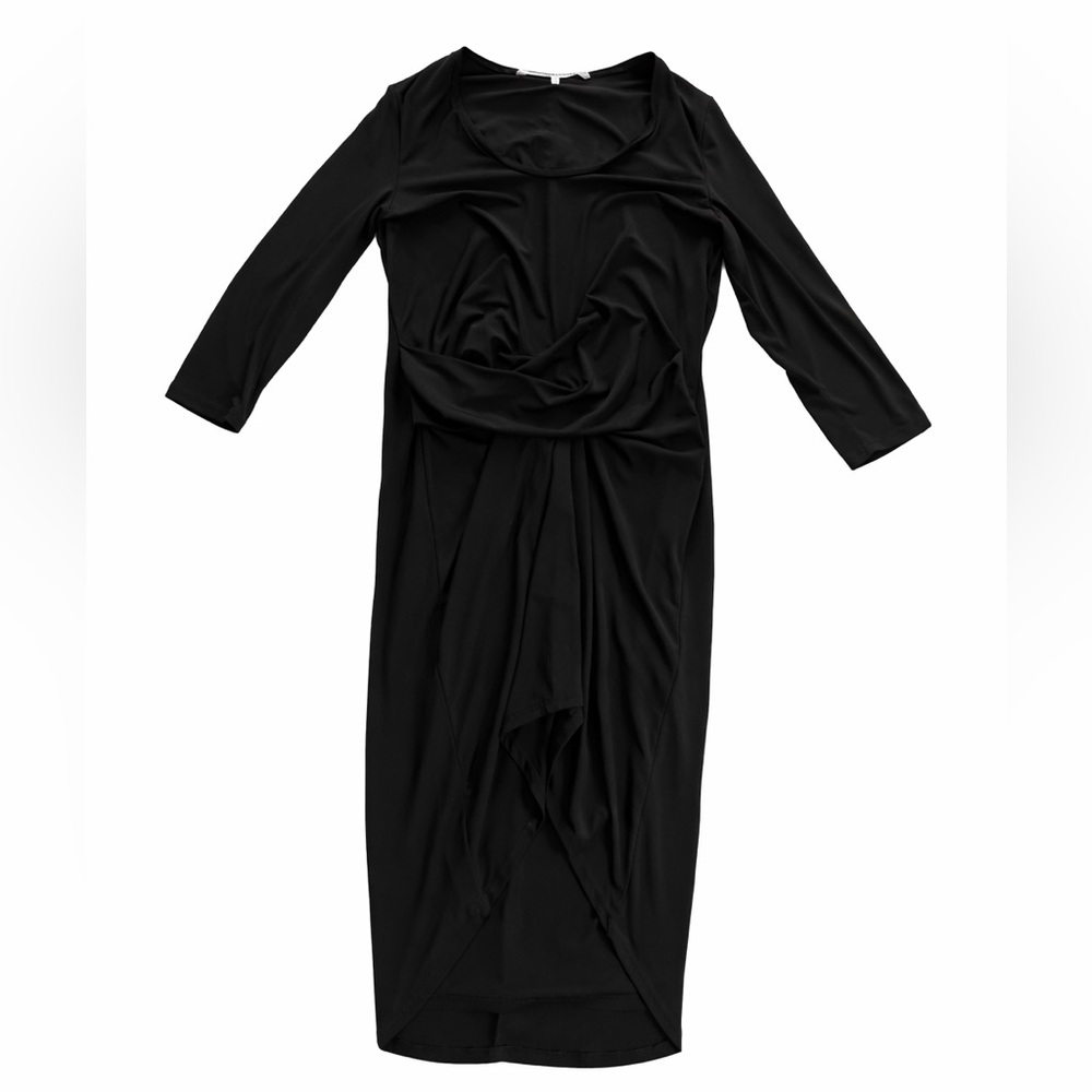 Rachel Roy Dress Black Midi hi-low draped size XL
